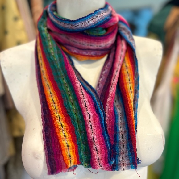 Accessories - Bright Guatemalan Striped Scarf